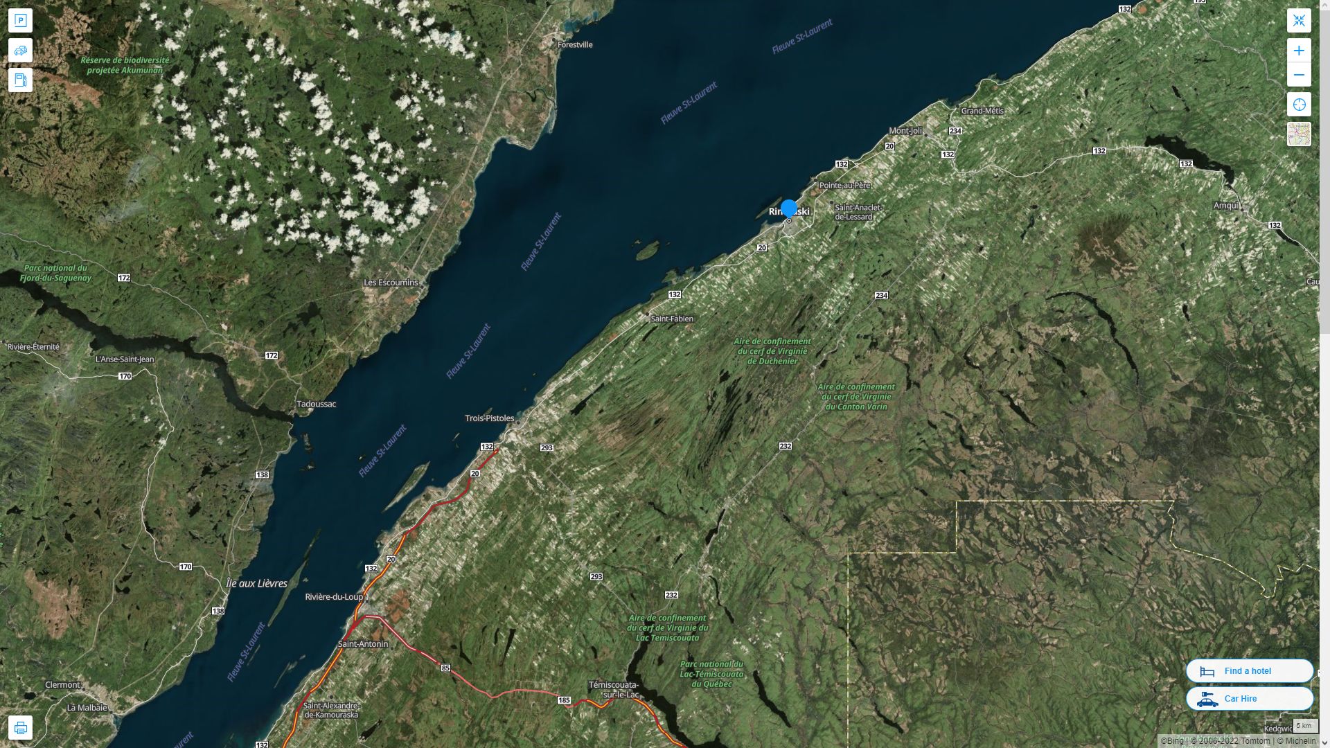 Rimouski Highway and Road Map with Satellite View